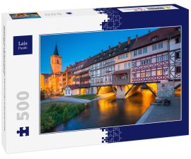 Lais Puzzle - Ansicht von Erfurt mit der berühmten Krämerbrücke, Thüringen. Deutschland.  - 500 Teile