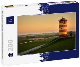 Lais Puzzle - Blick auf den Leuchtturm bei Sonnenuntergang an der ostfriesischen Küste in Pilsum, Deutschland. - 200 Teile