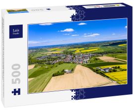 Lais Puzzle - Blick auf Landwirtschaft mit Getreidefeldern und Rapsanbau, Usingen, Schwalbach, Hochtaunuskreis, Hessen, Deutschland. - 500 Teile