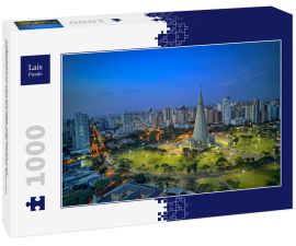 Lais Puzzle - Luftaufnahme von Maringá, Kathedrale und Stadtzentrum. Mehrere Gebäude. Paraná, Brasilien - 1.000 Teile