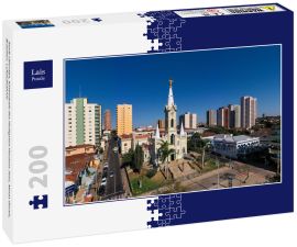 Lais Puzzle - Stadt Uberaba, Kathedrale des Heiligsten Herzens Jesu, Minas Gerais, Brasilien. Luftaufnahme - 200 Teile