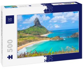 Lais Puzzle - Schöner Blick auf Conceicao und die mittleren Strände mit dem Gipfelberg (Morro do Pico) im Hintergrund, Insel Fernando de Noronha - Brasilien - 500 Teile