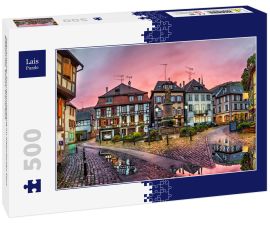 Lais Puzzle - Regnerischer Sonnenuntergang im historischen Dorf Ribeauville, Elsass, Frankreich - 500 Teile