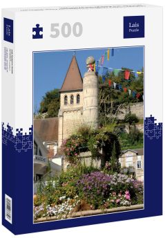 Lais Puzzle - Château-Thierry, Stadt im Departement Aisne, Blühender Brunnen und das Rathaus, Frankreich - 500 Teile