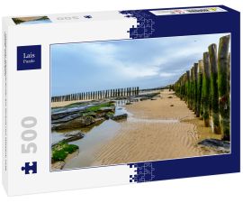 Lais Puzzle - Hölzerner Wellenbrecher am Strand von Wissant, cote opale, Frankreich - 500 Teile