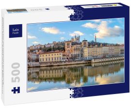 Lais Puzzle - Kathedrale Saint Jean und Basilika Notre-Dame de Fourviere, ikonische Symbole von Lyon, Rhône, Frankreich - 500 Teile