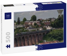 Lais Puzzle - Zug auf Eisenbahnbrücke gegen den Himmel bei Barentin, Frankreich - 500 Teile