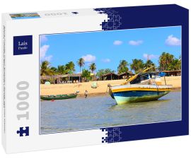 Lais Puzzle - Barra Grande, Piauí, Brasilien. Boote, seichtes Wasser, Strand, rustikale Restaurants und Palmen - 1.000 Teile