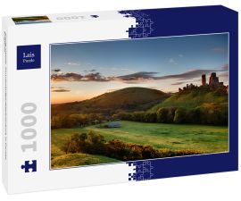 Lais Puzzle - Corfe Castle, Sonnenaufgangspanorama in Dorset, England - 1.000 Teile