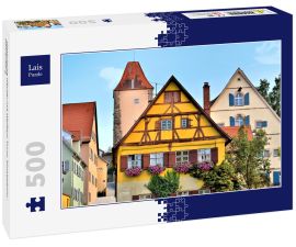 Lais Puzzle - Historische Häuser mit Weißem Turm, Dinkelsbühl - Föhrenberg - 500 Teile
