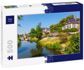 Lais Puzzle - Frankfurt-Höchst. Nidda kurz vor der Mündung in den Main. Links die Worthspitze, rechts der Bolongaropalast. 14.06.2017. - 500 Teile