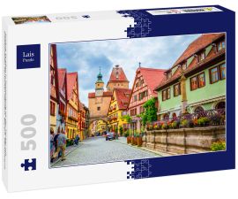 Lais Puzzle - Schöne Straßen in Rothenburg ob der Tauber mit traditionellen deutschen Häusern, Bayern, Deutschland - 500 Teile