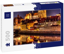 Lais Puzzle - Nighttime in Regensburg Germany with the Danube river - 500 Teile