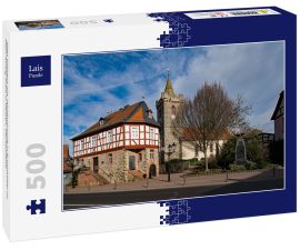 Lais Puzzle - Altes Rathaus mit Jakobuskirche in Bruchköbel im Main-Kinzig-Kreis in Hessen, Deutschland - 500 Teile