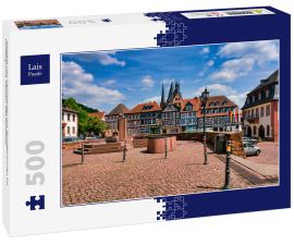 Lais Puzzle - Altstadt von Gelnhausen mit Springbrunnen im Vordergrund, Hessen, Deutschland - 500 Teile