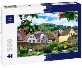 Lais Puzzle - Blick auf die alte Stadtmauer und Fachwerkhäuser in Bad Orb, Hessen, Deutschland - 500 Teile