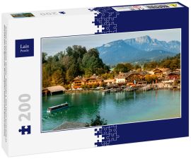 Lais Puzzle - Schönau am Königssee, Germany - September 9, 2018: Electric tourist boats on beautiful lake Konigssee pier Berchtesgaden National Park Bavaria Germany - 200 Teile