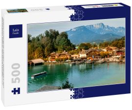 Lais Puzzle - Schönau am Königssee, Germany - September 9, 2018: Electric tourist boats on beautiful lake Konigssee pier Berchtesgaden National Park Bavaria Germany - 500 Teile