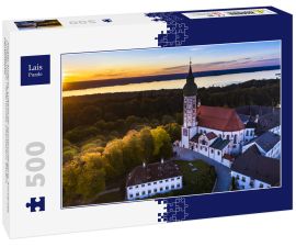 Lais Puzzle - Kloster Andechs, Luftbild bei Sonnenuntergang, Ammersee, Fünfseenland, Pfaffenwinkel, Oberbayern, Bayern, Deutschland, - 500 Teile