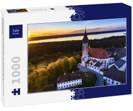 Lais Puzzle - Kloster Andechs, Luftbild bei Sonnenuntergang, Ammersee, Fünfseenland, Pfaffenwinkel, Oberbayern, Bayern, Deutschland, - 1.000 Teile
