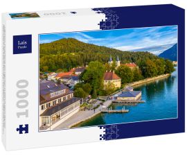 Lais Puzzle - Tegernsee, Deutschland. Der Tegernsee in Rottach-Egern (Bayern), Deutschland, nahe der österreichischen Grenze. Luftaufnahme des Tegernsees in den bayerischen Alpen. Bad Wiessee. Tegernsee in Bayern. - 1.000 Teile