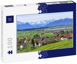 Lais Puzzle - Blick über Aidling zum Riegsee und ins Zugspitz-Massiv - 100 Teile