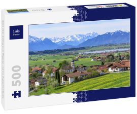 Lais Puzzle - Blick über Aidling zum Riegsee und ins Zugspitz-Massiv - 500 Teile