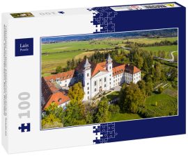 Lais Puzzle - Luftaufnahme von Kloster Schlehdorf mit Pfarrkirche St. Tertulin am Kochelsee, Schlehdorf Oberbayern, Bayern, Deutschland - 100 Teile
