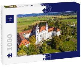 Lais Puzzle - Luftbild von Kloster Schlehdorf mit Pfarrkirche St. Tertulin am Kochelsee, Schlehdorf Oberbayern, Bayern, Deutschland - 1.000 Teile