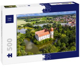 Lais Puzzle - Luftaufnahme, Wasserschloss Neuhaus, Gemeinde Adelsdorf, Bayern, Deutschland - 500 Teile