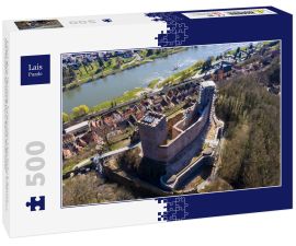 Lais Puzzle - Luftaufnahme, Henneburg, Stadtprozelten, hinter Faulbach, Spessart, Franken, Bayern, Deutschland, Luftaufnahme, Henneburg, Stadtprozelten, hinter Faulbach, Spessart, Franken, Bayern, Deutschland, - 500 Teile