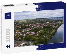 Lais Puzzle - Blick aus der Vogelperspektive auf die Stadt Margetshöchheim und Veitshöchheim in Deutschland an einem sonnigen Tag im Frühling. - 1.000 Teile