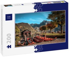 Lais Puzzle - Wunderschöne Naturszene des Traunsees. Erstaunliche Herbstlandschaft der österreichischen Alpen in Traunstein, Österreich, Europa. Konzept eines idealen Erholungsortes. Beliebtes Reiseziel. - 200 Teile