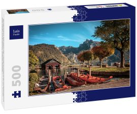 Lais Puzzle - Wunderschöne Naturszene des Traunsees. Erstaunliche Herbstlandschaft der österreichischen Alpen in Traunstein, Österreich, Europa. Konzept eines idealen Erholungsortes. Beliebtes Reiseziel. - 500 Teile