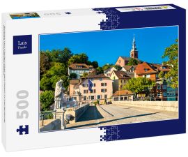Lais Puzzle - Brücke von Laufen über den Rhein in Laufenburg, Schweiz und Deutschland - 500 Teile