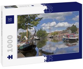 Lais Puzzle - Meppel, Niederlande. Kanal und Boote. Dampferkai. Kanal der Schleusen. Drenthe - 1.000 Teile