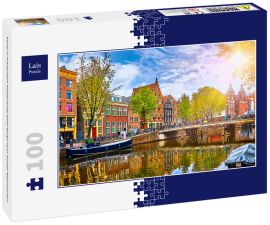 Lais Puzzle - Kanal in Amsterdam Niederlande beherbergt Fluss Amstel Wahrzeichen - 100 Teile