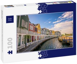 Lais Puzzle - Skyline von Houten mit berühmten Regenbogenhäusern in den Niederlanden - 100 Teile