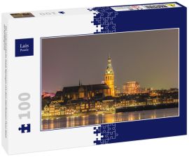 Lais Puzzle - Die niederländische Stadt Nijmegen mit dem überfluteten Fluss Waal im Vordergrund - 100 Teile