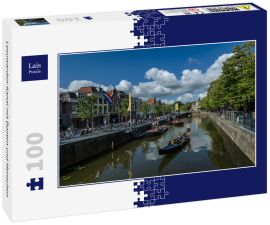 Lais Puzzle - Leeuwarden-Kanal mit Booten und Menschen - 100 Teile