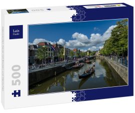 Lais Puzzle - Leeuwarden-Kanal mit Booten und Menschen - 500 Teile