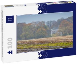 Lais Puzzle - Herrenhaus von Estate Dickninge zwischen Bäumen in Herbstfarben in De Wolden, Drenthe, Niederlande - 100 Teile