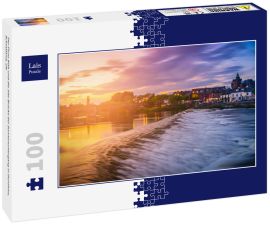 Lais Puzzle - Der Fluss Nith und die alte Brücke bei Sonnenuntergang in Dumfries, Schottland, UK - 100 Teile