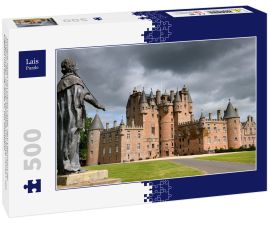 Lais Puzzle - Vorderer Rasen von Glamis Castle, dem Elternhaus der Königinmutter, mit einer Bleistatue von König James I. von England und König James VI. von Schottland - 500 Teile