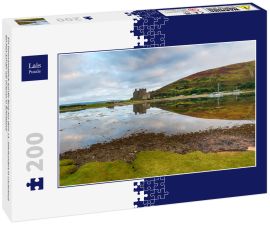 Lais Puzzle - Ein Panoramablick auf die Burg aus dem 13. Jahrhundert in Lochranza bei Flut auf der Isle of Arran in Schottland - 200 Teile
