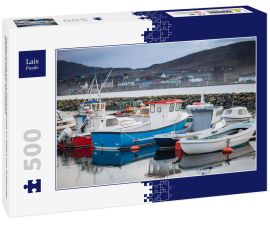 Lais Puzzle - Farbenfrohe kleine Fischerboote im Hafen von Scalloway, Shetland-Inseln, Schottland - 500 Teile