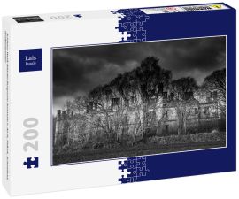 Lais Puzzle - Schwarz-Weiß-Bild der Burgruine Dunmore in Airth, Falkirk, Schottland, Großbritannien - 200 Teile