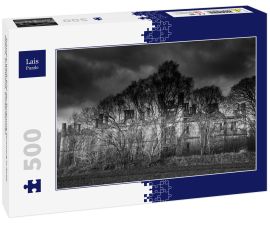 Lais Puzzle - Schwarz-Weiß-Bild der Burgruine Dunmore in Airth, Falkirk, Schottland, Großbritannien - 500 Teile