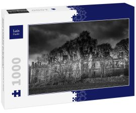 Lais Puzzle - Schwarz-Weiß-Bild der Burgruine Dunmore in Airth, Falkirk, Schottland, Großbritannien - 1.000 Teile