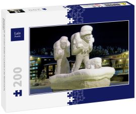 Lais Puzzle - Denkmal für die ersten Siedler in Lycksele in der Winternacht, Schweden - 200 Teile